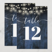 Invitation Lumières de corde de bois de grange rustique bleu  (Devant / Derrière)