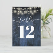 Invitation Lumières de corde de bois de grange rustique bleu  (Debout devant)