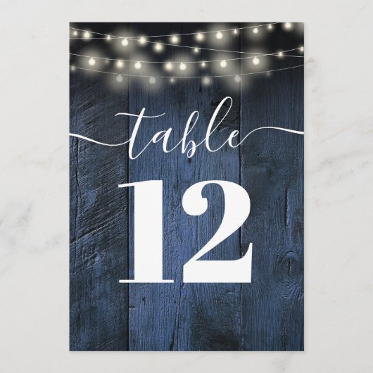 Invitation Lumières de corde de bois de grange rustique bleu  (Devant)