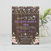 Invitation Lumières de corde de grange ancienne florale rose  (Debout devant)