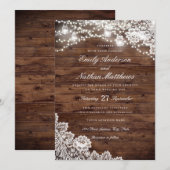 Invitation Lumières de corde de pot Mason en bois rustique po (Devant / Derrière)