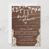 Invitation Lumières de corde en bois rustique Shower de maria (Devant)
