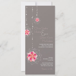 Invitation Lumières de décoration suspendue en origami rose p