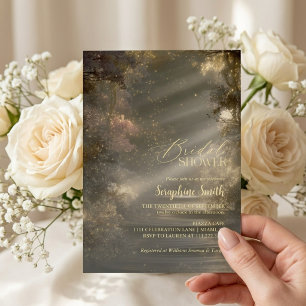 Invitation Lumières de Fée de Forêt Enchantée Rose Mariage