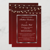 Invitation Lumières de fées de Bourgogne mariage (Devant / Derrière)