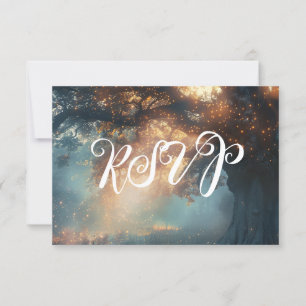 Invitation Lumières de fées en chêne de forêt enchâssée RSVP