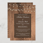 Invitation Lumières de fées rustiques en bois mariage (Devant / Derrière)