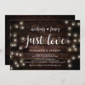 Invitation Lumières de ferme, bois, mariage intime (Devant / Derrière)