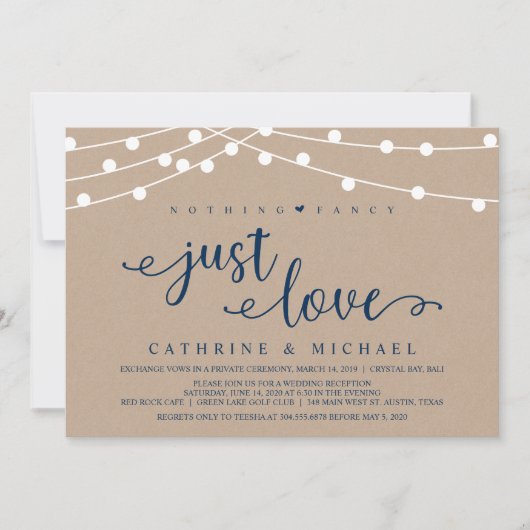 Invitation Lumières de ferme rustiques, évasion de mariage Na (Devant)