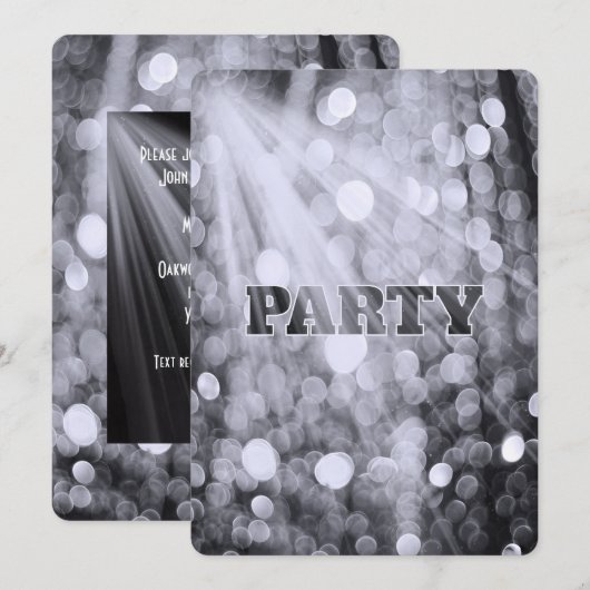 Invitation Lumières de fête à bokeh argenté (Devant / Derrière)