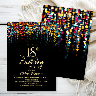 Invitation Lumières de fête colorées Bokeh pour anniversaire