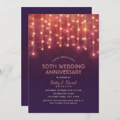 Invitation Lumières de fête modernes 50e anniversaire de mari (Devant / Derrière)