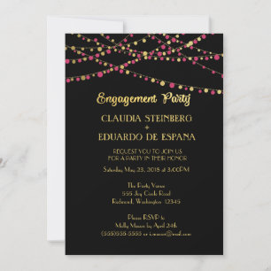 Invitation Lumières de fête - Rose foncé / Rose + Or