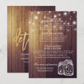 Invitation Lumières de ficelle de pot de maçon en bois rustiq (Devant / Derrière)