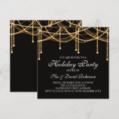 Invitation Lumières de ficelle d'or de fête de vacances (Devant / Derrière)