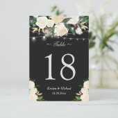 Invitation Lumières de ficelle florales blanches ivoires chic (Debout devant)