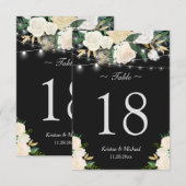 Invitation Lumières de ficelle florales blanches ivoires chic (Devant / Derrière)