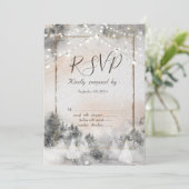Invitation Lumières de forêt de bois de Noël RSVP (Debout devant)