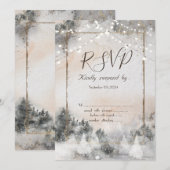 Invitation Lumières de forêt de bois de RSVP (Devant / Derrière)