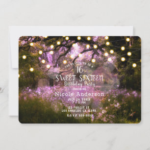 Invitation Lumières de forêt enchantée de printemps rustique