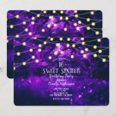 Invitation Lumières de forêt enchantée rustique violette Swee (Devant / Derrière)