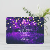 Invitation Lumières de forêt enchantée rustique violette Swee (Debout devant)