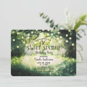 Invitation Lumières de forêt enchantée verte rustique Sweet 1 (Debout devant)