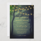 Invitation Lumières de forêt enchantées mariage or vert (Devant)