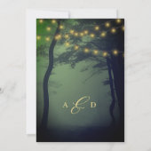 Invitation Lumières de forêt enchantées mariage or vert (Dos)