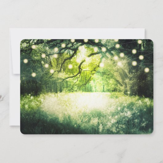 Invitation Lumières de forêt enchantées vert rustique doux 16 (Dos)