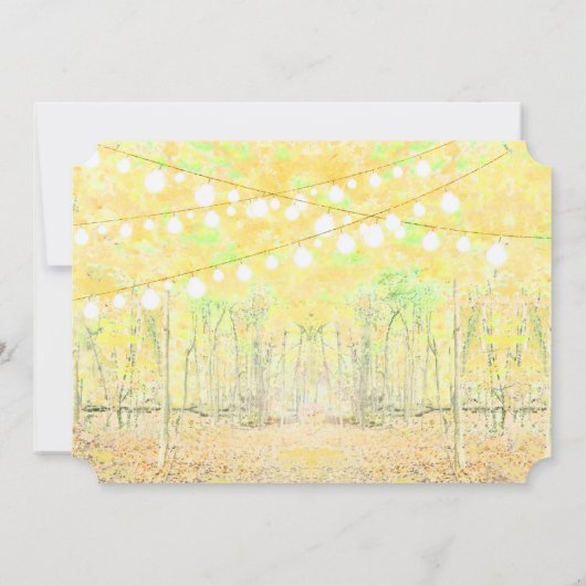 Invitation Lumières de forêt jaune et vert Mariage de la Garl (Dos)