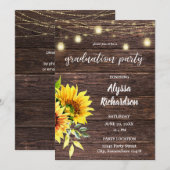 Invitation Lumières de graduation en bois et ficelle Tourneso (Devant / Derrière)