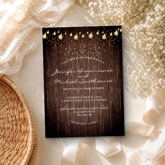Invitation Lumières de grange rustiques Mariage