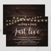 Invitation Lumières de guirlande de ferme, bois, mariage inti (Devant / Derrière)