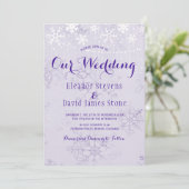 Invitation Lumières de guirlande de flocons de neige mariage (Debout devant)