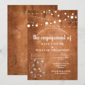 Invitation Lumières de Guirlande de Pot Mason Rustique pour F (Devant / Derrière)