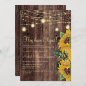 Invitation Lumières de guirlande de tournesol en bois rustiqu (Devant / Derrière)