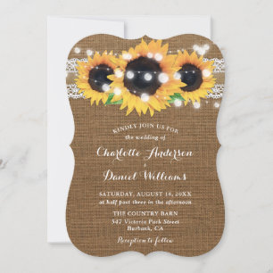 Invitation Lumières de guirlande de tournesol Mariage toile d