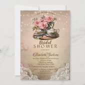 Invitation Lumières de guirlande en dentelle rustique Service (Devant)