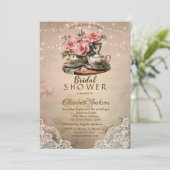 Invitation Lumières de guirlande en dentelle rustique Service (Debout devant)