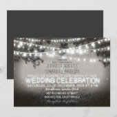 Invitation lumières de jardin noir et blanc mariage rustique (Devant / Derrière)