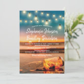 Invitation Lumières de jarres de maçon de la plage de coucher (Debout devant)