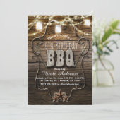 Invitation Lumières de jarres de maçon en bois rustique BBQ F (Debout devant)