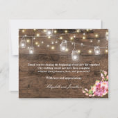 Invitation Lumières de jarres de maçon rustiques Merci de pho (Dos)