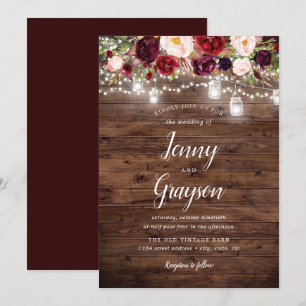 Invitation Lumières de jarres en bois florales de Bourgogne p
