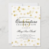 Invitation Lumières de la Parties scintillant d'huile d'or Qu (Devant)