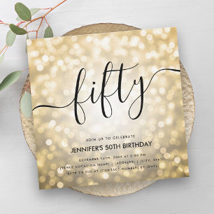Invitation Lumières de la Parties scintillant d'or Glam moder