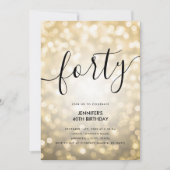 Invitation Lumières de la Parties scintillant d'or Glam moder (Devant)