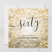 Invitation Lumières de la Parties scintillant d'or Glam moder (Devant)