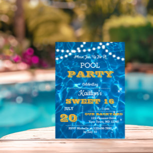Invitation Lumières de la piscine Agrumes Orange Sweet 16 Ann